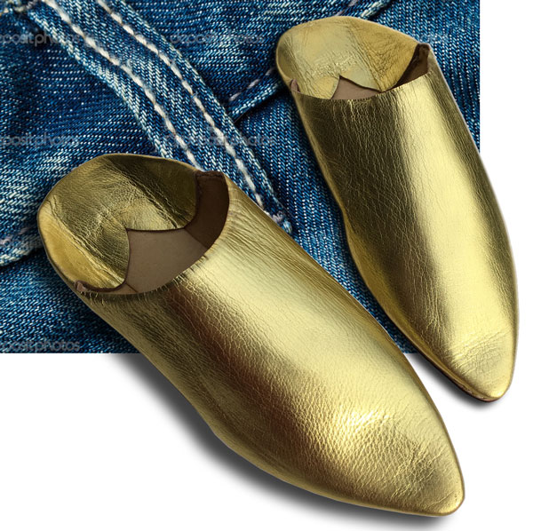moroccan metallic leather slippers