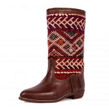 Moroccan kilim boots kiboots leather and rug