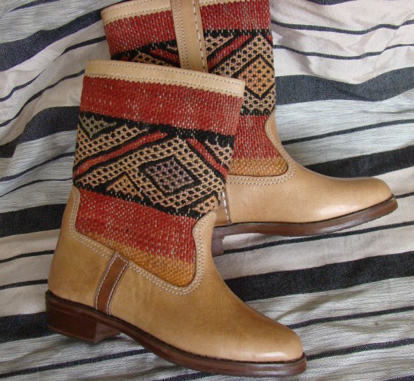 Kilim boots beige - Moroccan rug boots